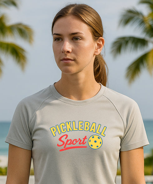 Pickleball Sport | Short Sleeve Performance Tee by Pepini Pickleball β white Pickleball T-Shirt front view